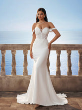 New Sexy V-Neck Pearl Embellished Mermaid Hem Formal Gown, Elegant Bridal Wedding Dress, White